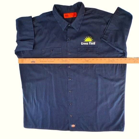 Dickies Green Flash Brewing Work Wear Shirt Blue Short Sleeve Button Front 3XL - Picture 9 of 10
